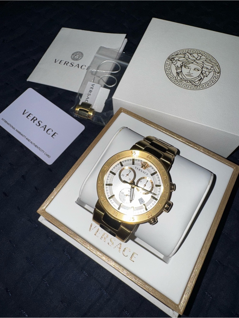 Versace Gold and White Men’s Chronograph Watch